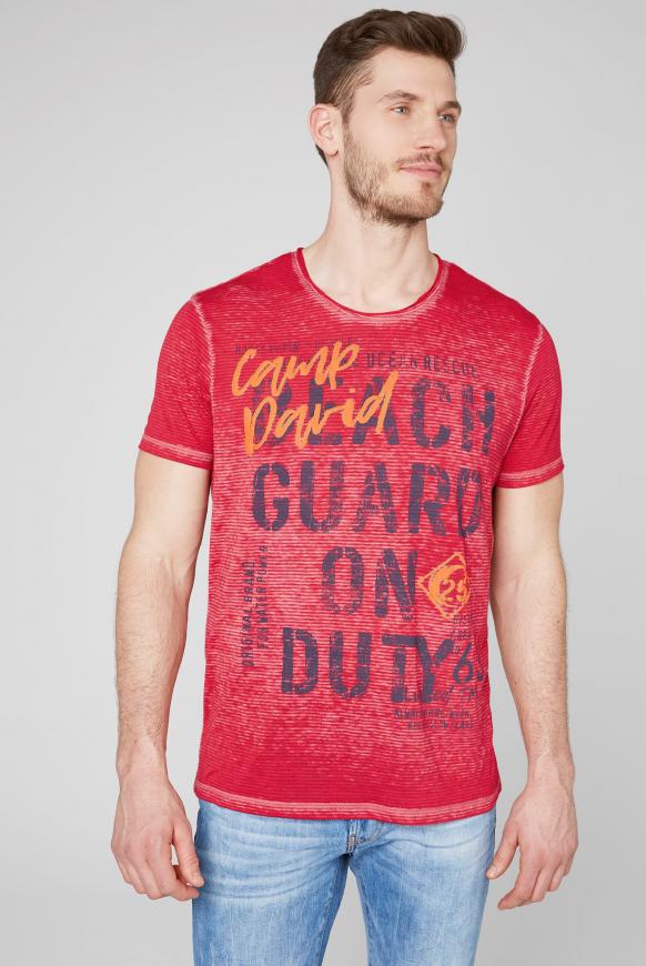 Streifenshirt mit Ausbrennern und Puff Print