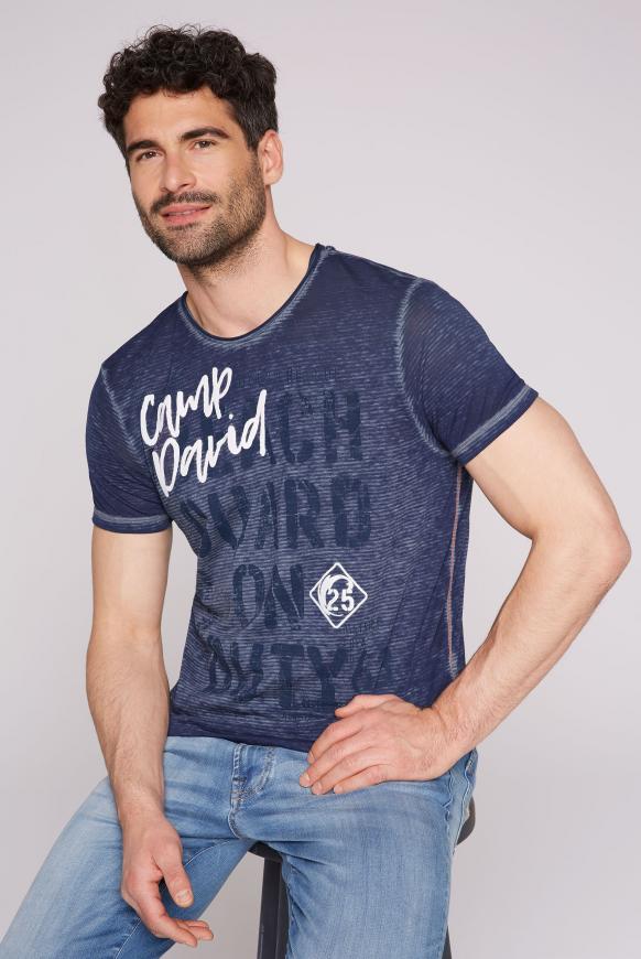 Streifenshirt mit Ausbrennern und Puff Print