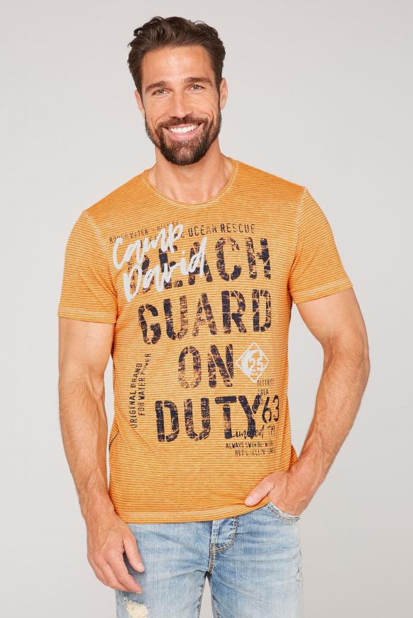 Streifenshirt mit Ausbrennern und Puff Print
