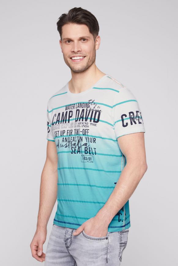 Streifenshirt mit Dip-Dye-Effekt und Artworks