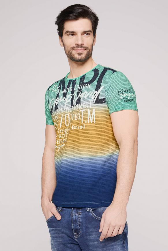 Streifenshirt mit Farbverlauf und Print