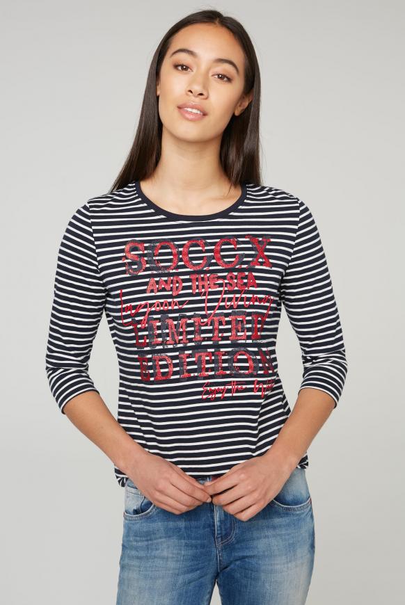 Streifenshirt mit Glitter Print