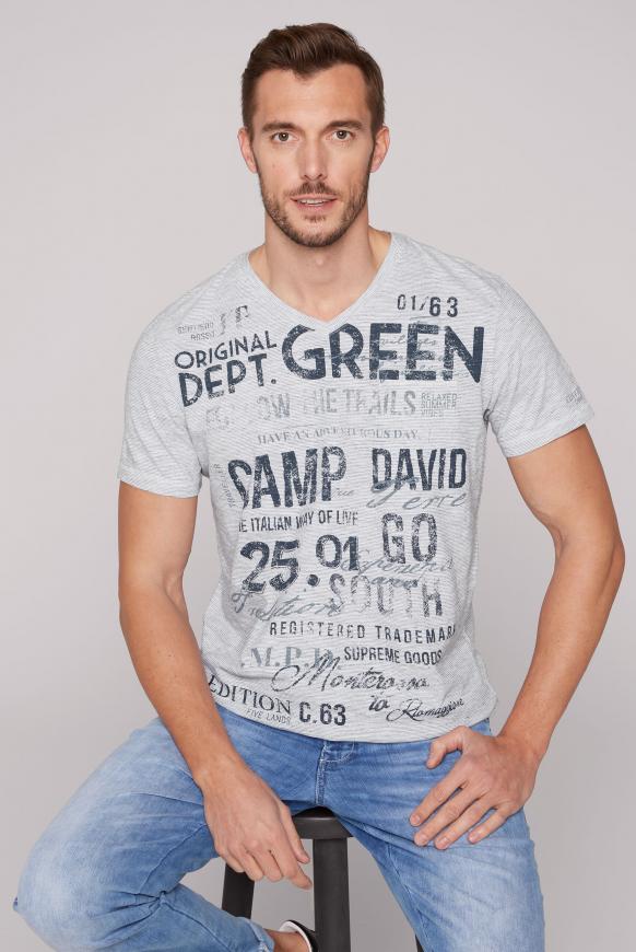 Streifenshirt mit V-Neck und Used Print