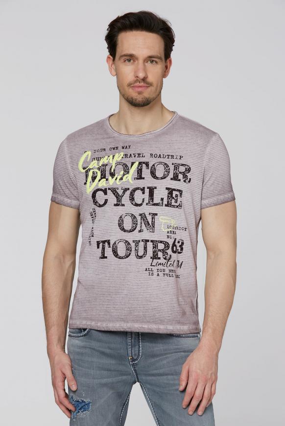 Streifenshirt mit Vintage- und Puff-Print