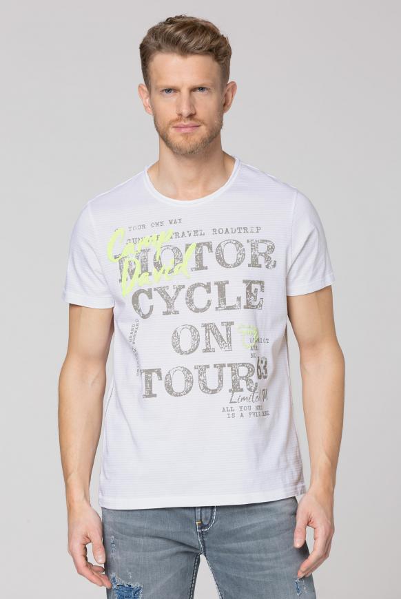 Streifenshirt mit Vintage- und Puff-Print