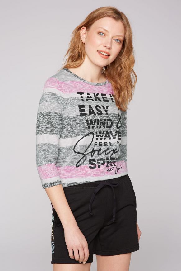 Streifenshirt mit Wording Print