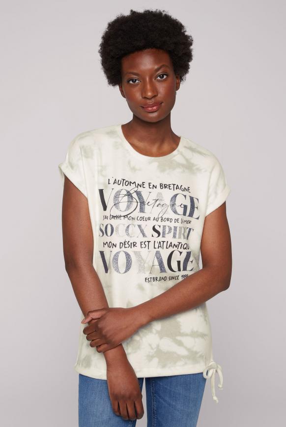 Strick-Shirt mit Glitter Print ivory