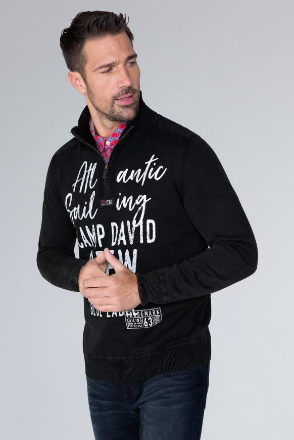 Strick-Troyer im Used Look mit Label Prints