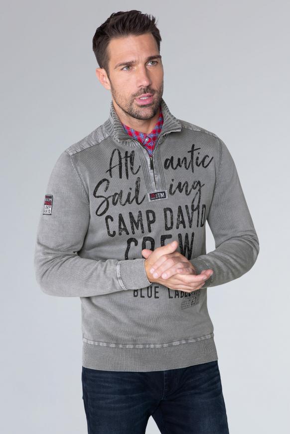 Strick-Troyer im Used Look mit Label Prints