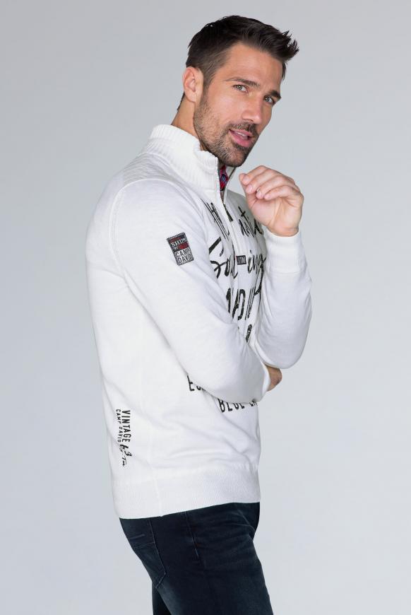 Strick-Troyer im Used Look mit Label Prints