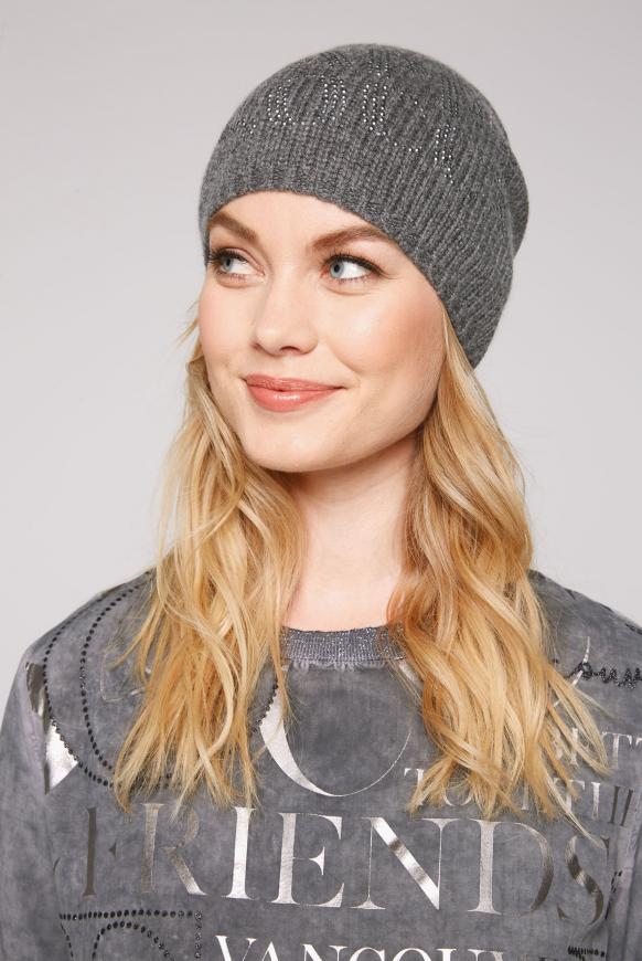 Strickmütze mit Logo Print