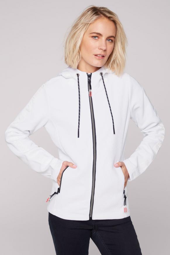 Strukturierte Kapuzensweatjacke mit Logo-Tapes opticwhite
