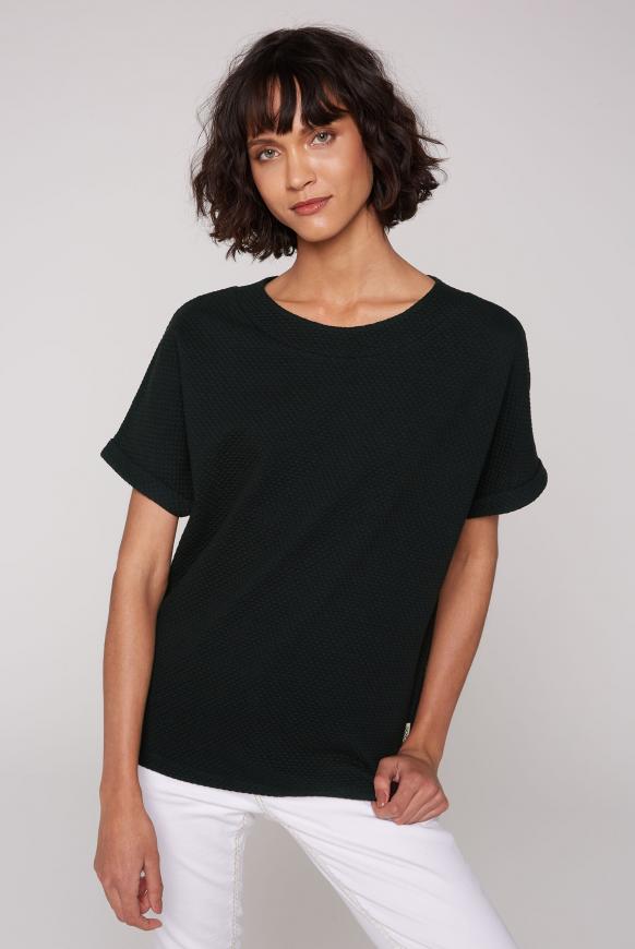 Strukturiertes Boxy-Shirt Kurzarm black
