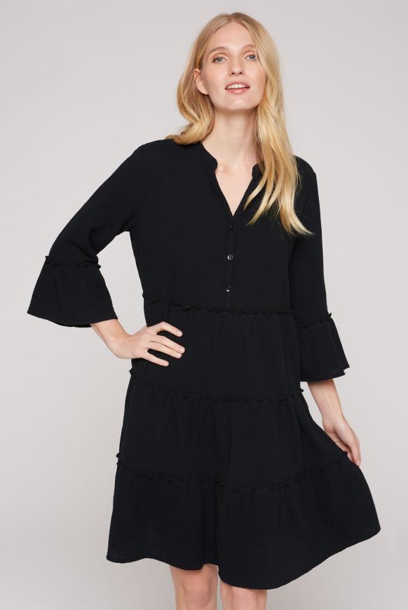 Strukturiertes Kleid aus Musselin black