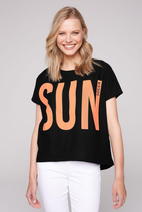 Strukturiertes Oversized-Shirt mit Print black