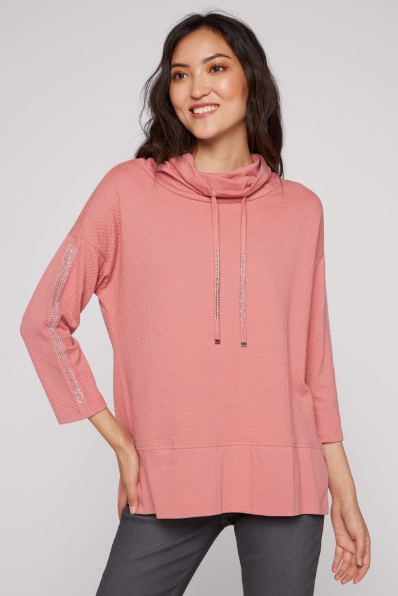 Strukturiertes Shirt mit Tapes am Ärmel lipstick