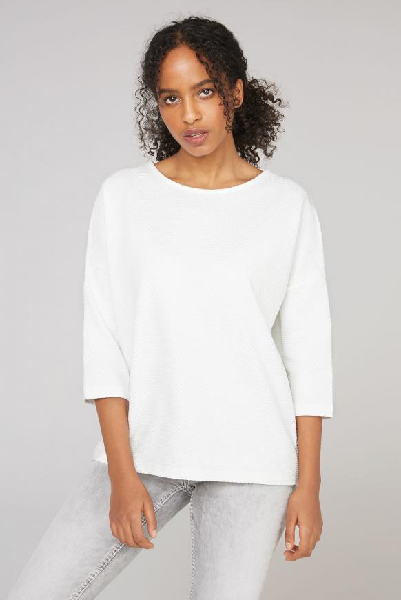 Strukturiertes Sweatshirt mit 3/4-Ärmeln cotton white