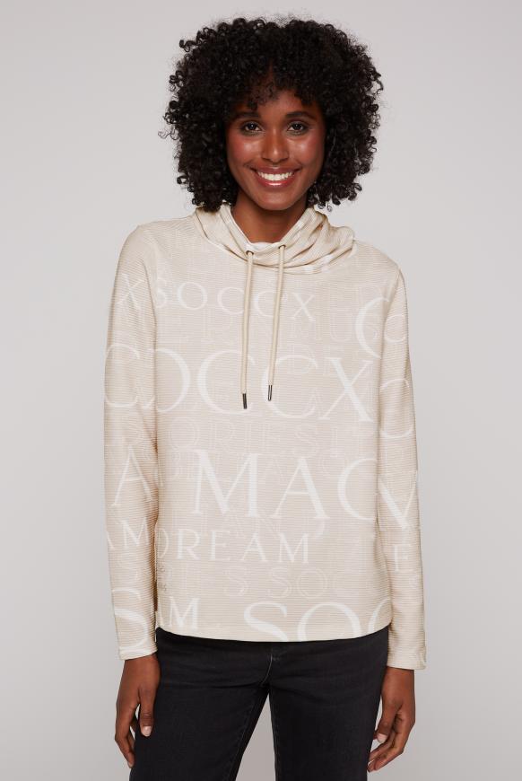 Strukturiertes Sweatshirt mit All Over Print cool sand