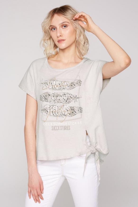 Sweat-T-Shirt mit Knoten und Chiffon-Rücken