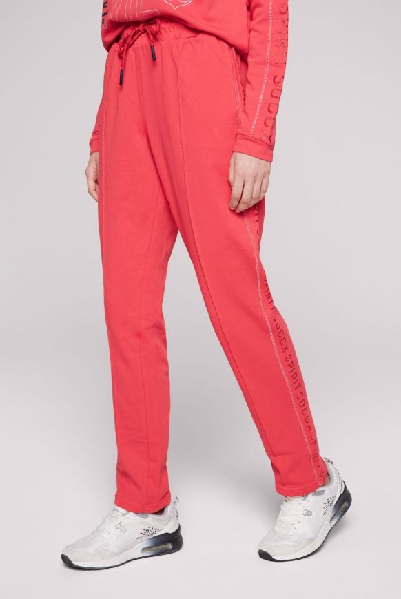 Sweathose mit Biese und Logo Print red glow