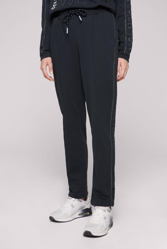 Sweathose mit Biese und Logo Print polar night