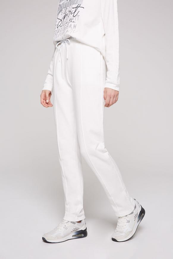 Sweathose mit Biese und Logo Print ivory