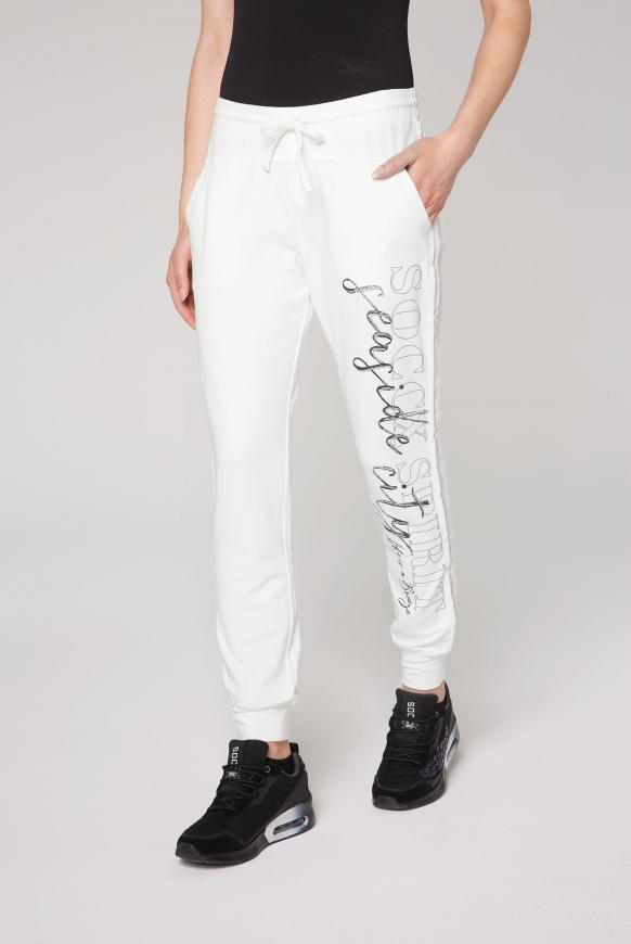 Sweathose mit Glitzer-Tape und Print