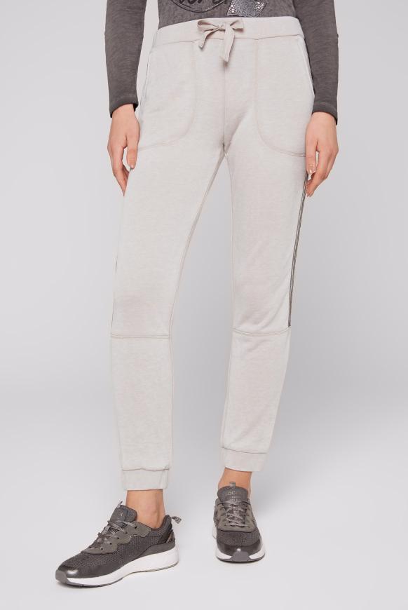 Sweathose mit Seitentapes soft beige