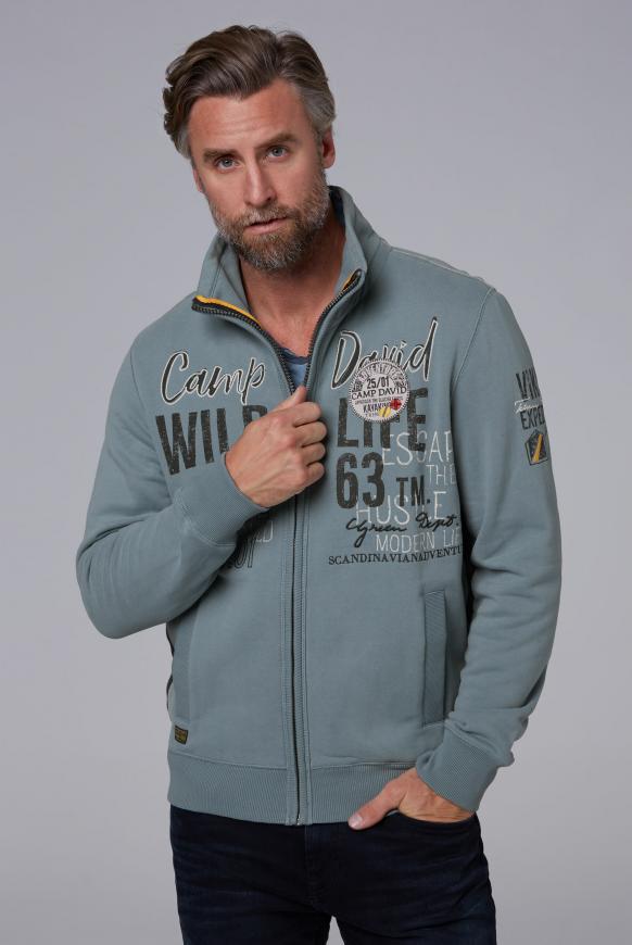Sweatjacke mit Artworks und Steppungen