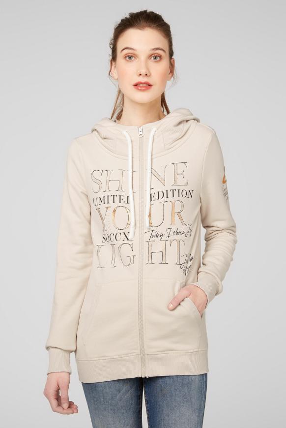 Sweatjacke mit großer Kapuze und Artworks