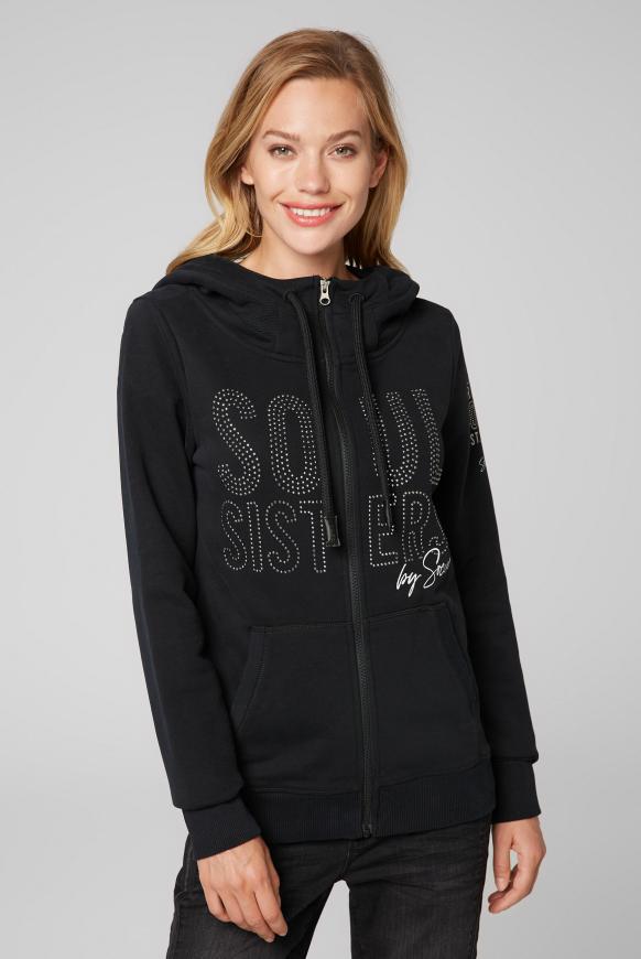 Sweatjacke mit großer Kapuze und Artworks