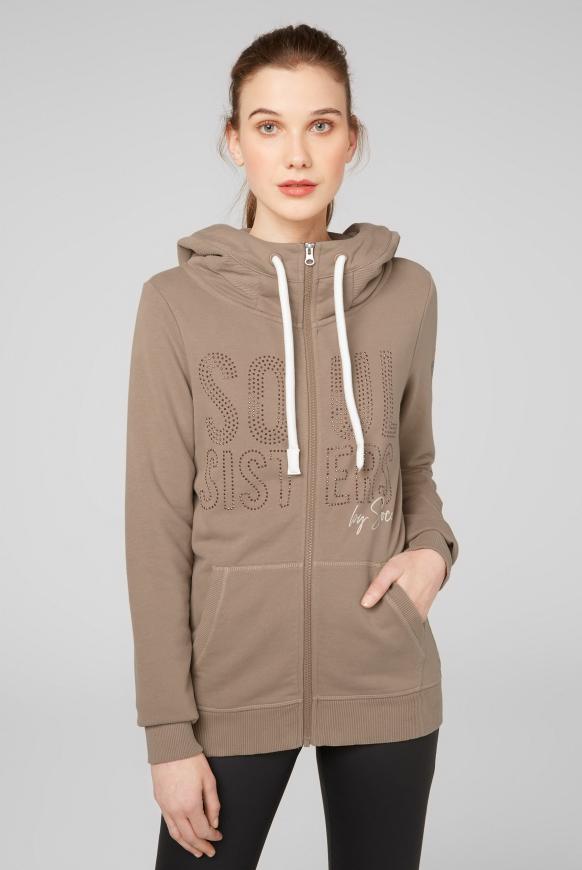 Sweatjacke mit großer Kapuze und Artworks