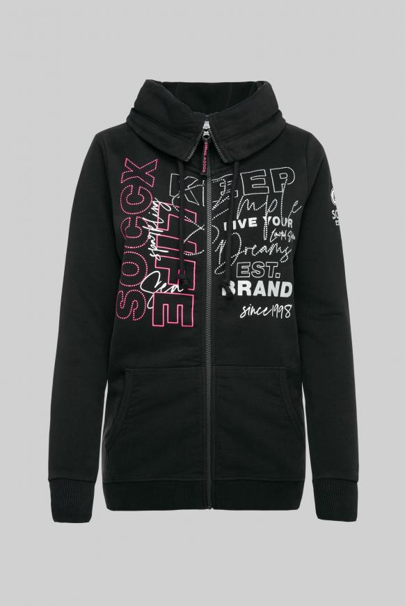 Sweatjacke mit hohem Kragen und Artwork