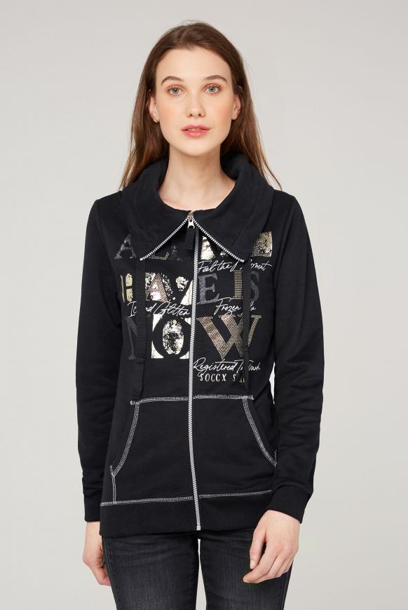 Sweatjacke mit hohem Kragen und Artwork