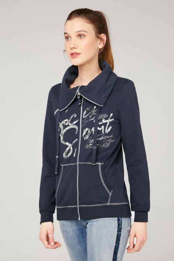 Sweatjacke mit hohem Kragen und Artwork