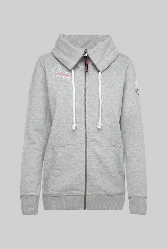 Sweatjacke mit hohem Kragen und Back Print