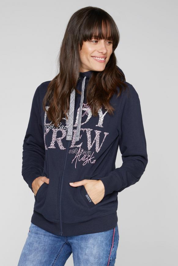 Sweatjacke mit Kapuze und Glitter Prints