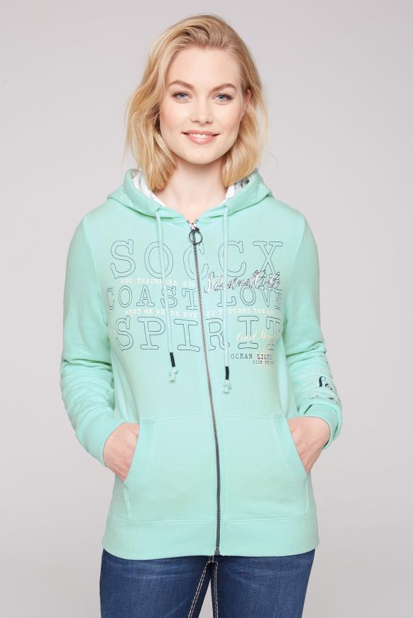 Sweatjacke mit Kapuze und Logo Prints
