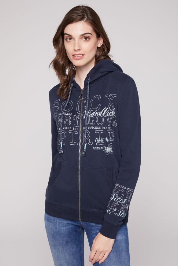 Sweatjacke mit Kapuze und Logo Prints blue navy