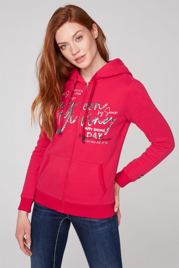 Sweatjacke mit Kapuze und Pailletten-Artwork