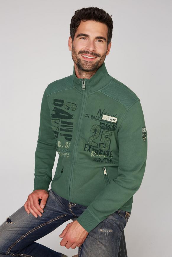 Sweatjacke mit Label-Applikationen
