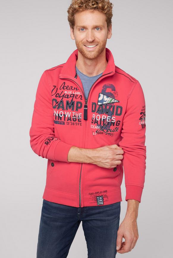 Sweatjacke mit Label-Applikationen