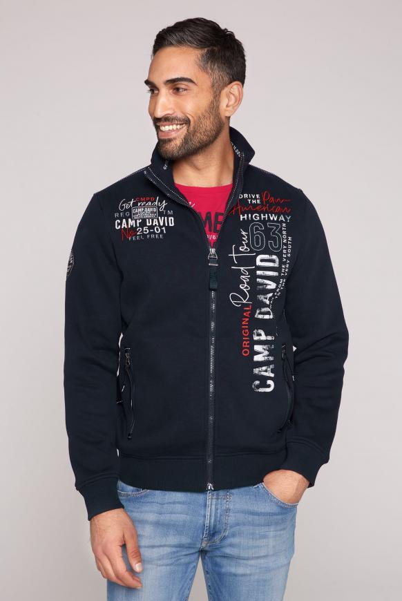 Sweatjacke mit Label-Applikationen blue navy
