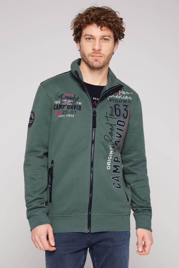 Sweatjacke mit Label-Applikationen grey green