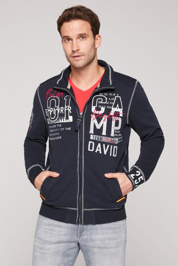Sweatjacke mit Label-Applikationen und Tapes