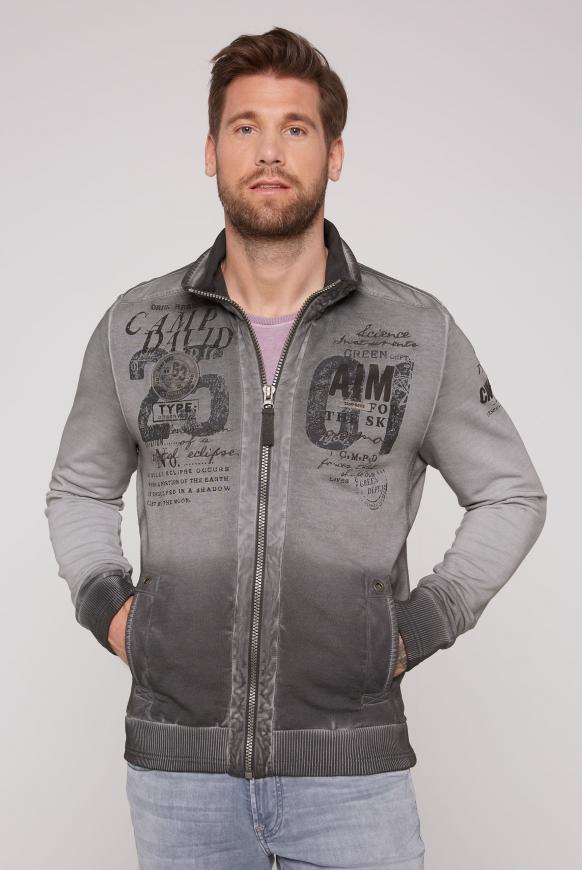 Sweatjacke mit Twill- und Ripp-Details
