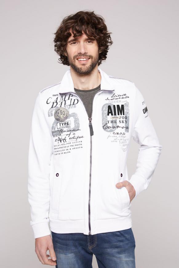 Sweatjacke mit Twill- und Ripp-Details