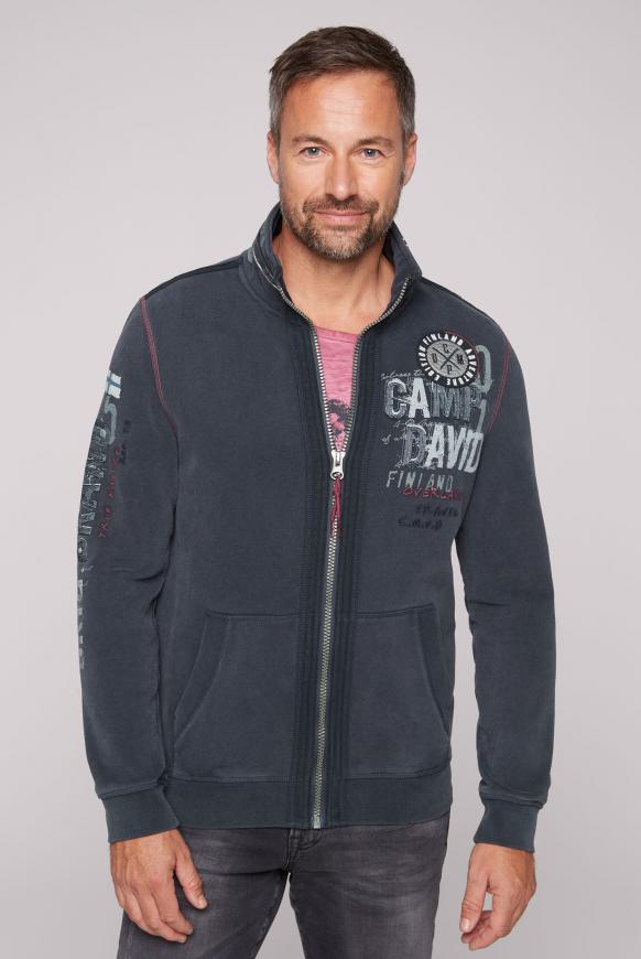Sweatjacke mit Vintage Look und Artworks blue navy