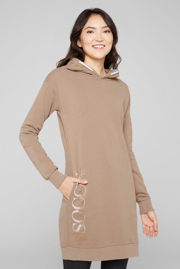 Sweatkleid mit Kapuze und Logo Print