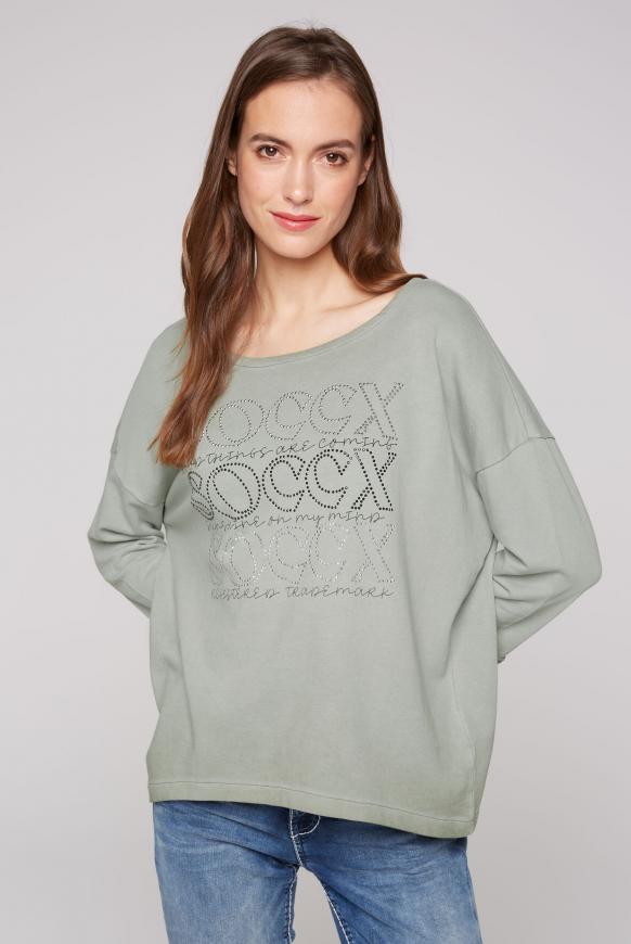 Sweatshirt mit 3/4-Arm und Artwork sage green